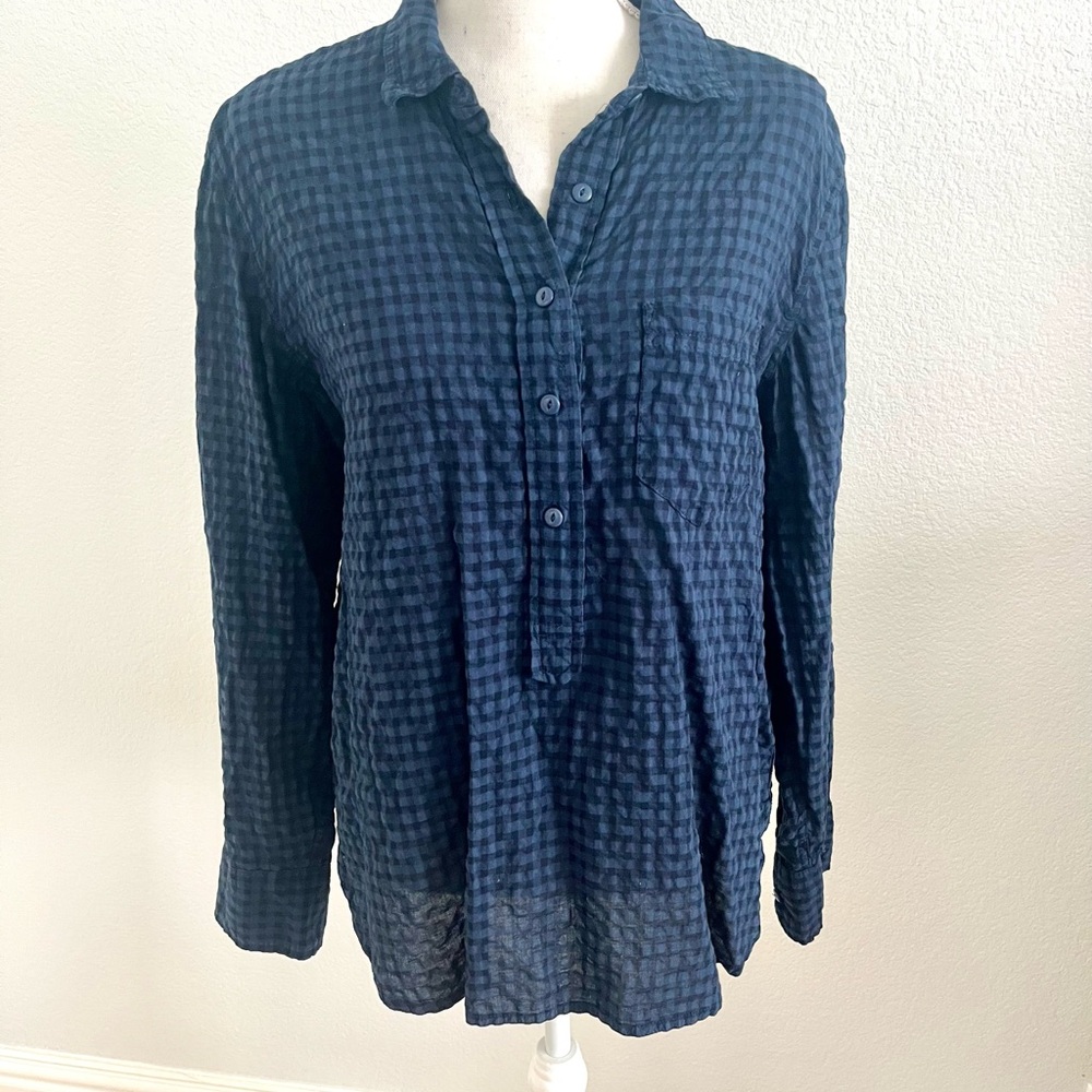 J. Crew Dark Blue Gingham Shirt